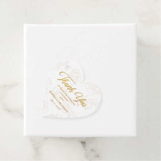 Elegant Romantisch Bloemen Goud Script Bruiloft Bedankjes Labels (In situ)