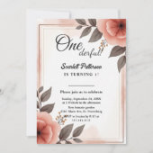 Elegant Romantisch Bloemen Lijst Rustiek 1e verjaa Kaart (Voorkant)