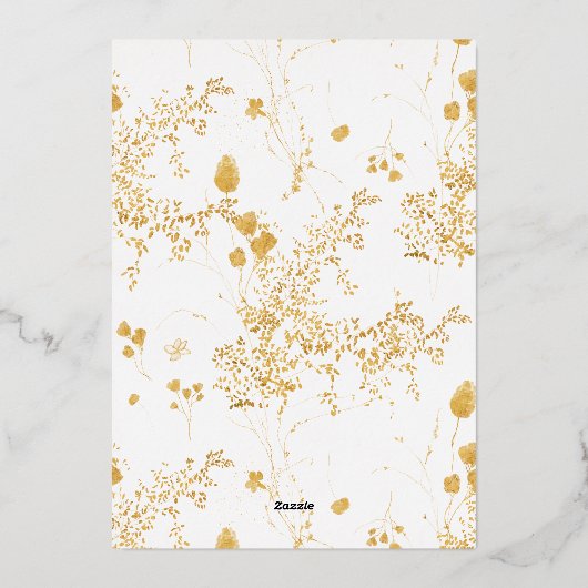 Elegant Romantisch Bloemen Waterverf Bruiloft Goud Folie Uitnodiging (Achterkant)