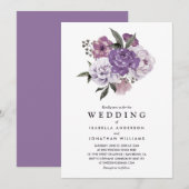 Elegant Romantisch Bloemen Waterverf Lente Bruilof Kaart (Voorkant / Achterkant)