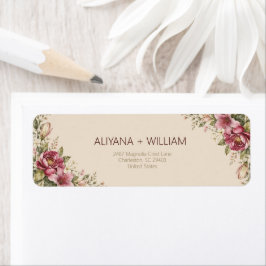 Elegant Romantisch Bloemend Huwelijks Retouradres Etiket