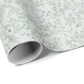 Elegant Romantisch  Bloemenpatroon Sage Cadeaupapier (Rol Hoek)