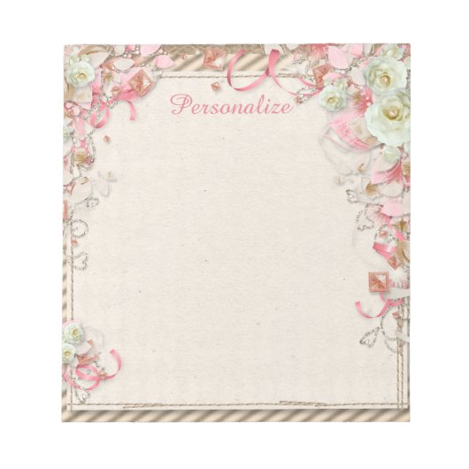 Elegant & Romantisch Bloementuin Bloemen Dak Notitieblok (Voorkant)