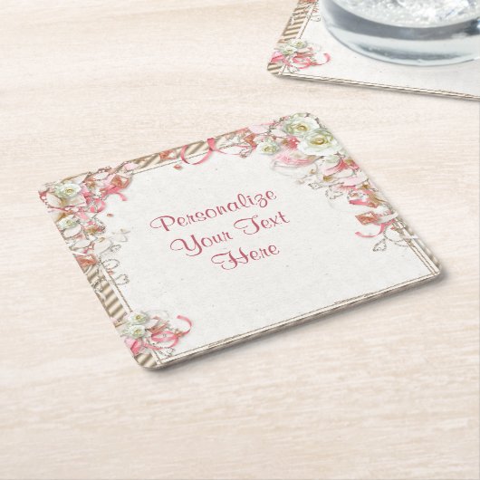 Elegant & Romantisch Bloementuin Bloemenscherm Kartonnen Onderzetters (Schuin)