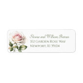 Elegant Romantisch Bord Roze Rose Retouradres Etiket (Voorkant)