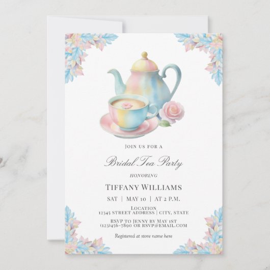 Elegant Romantisch Bruids Tea Party Vrijgezellenfe Kaart (Voorkant)