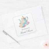 Elegant Romantisch Bruids Tea Party Vrijgezellenfe Vierkante Sticker (Envelop)