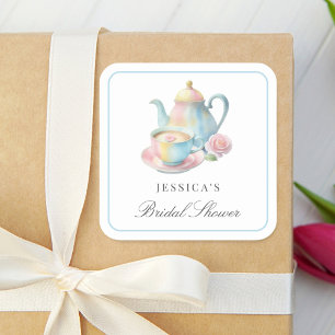 Elegant Romantisch Bruids Tea Party Vrijgezellenfe Vierkante Sticker