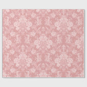 Elegant Romantisch Chic Bloemen Damask-Pastel Roze Cadeaupapier (Vlak)