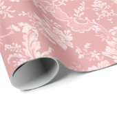 Elegant Romantisch Chic Bloemen Damask-Pastel Roze Cadeaupapier (Rol Hoek)