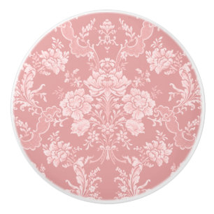 Elegant Romantisch Chic Bloemen Damask-Pastel Roze Keramische Knop
