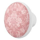 Elegant Romantisch Chic Bloemen Damask-Pastel Roze Keramische Knop (Rechts)