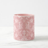 Elegant Romantisch Chic Bloemen Damask-Pastel Roze Mok (Midden)