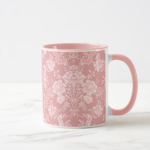 Elegant Romantisch Chic Bloemen Damask-Pastel Roze Mok
