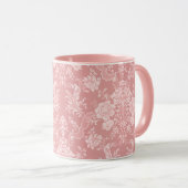 Elegant Romantisch Chic Bloemen Damask-Pastel Roze Mok (Voorkant rechts)