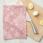 Elegant Romantisch Chic Bloemen Damask-Pastel Roze Theedoek (Quarter Fold)