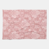 Elegant Romantisch Chic Bloemen Damask-Pastel Roze Theedoek (Horizontaal)