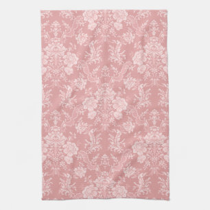Elegant Romantisch Chic Bloemen Damask-Pastel Roze Theedoek
