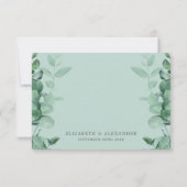 Elegant romantisch eucalyptusfotobruiloft bedankkaart (Achterkant)