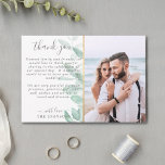 Elegant romantisch eucalyptusfotobruiloft bedankkaart<br><div class="desc">Deze romantische en delicate foto bedankt je kaart is perfect voor elke klastige bruiloft. Met een elegante waterverf eucalyptus afbeelding is de voorkant van deze kaart aanpasbaar met je favoriete trouwdag afbeelding en je dankwoord,  terwijl de achterkant van de kaart aanpasbaar is met je trouwdatum en je namen.</div>