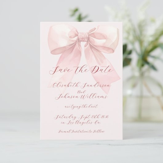 Elegant romantisch handgeschreven script boog brui save the date (Staand voorkant)