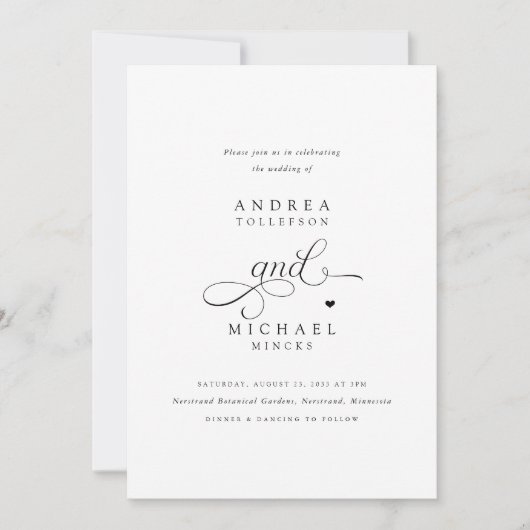 Elegant romantisch hart alles in één bruiloft kaart (Voorkant)