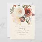 Elegant Romantisch Herfst Bloemenrood Repetitie Di Kaart (Voorkant)