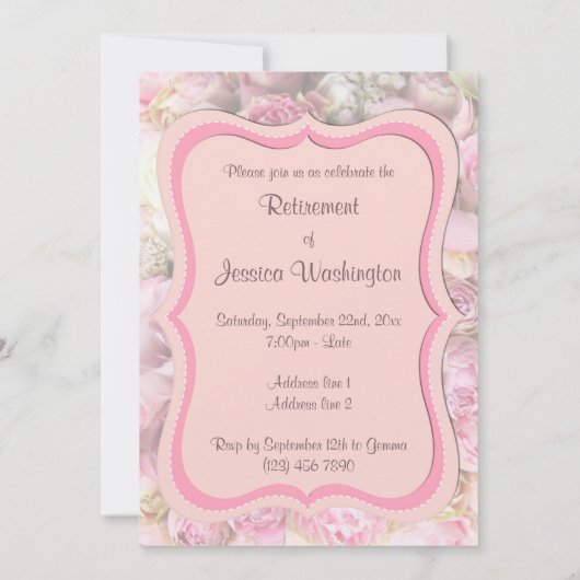 Elegant & Romantisch ingelijst boeket pensioen Kaart (Achterkant)