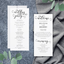 Elegant romantisch kalligrafie bruiloft programma