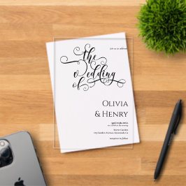 Elegant Romantisch Kalligrafie Schrift Huwelijk Acryl Uitnodigingen