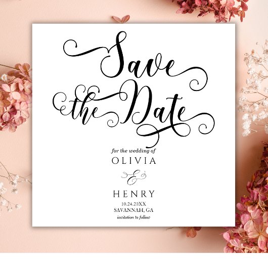 Elegant romantisch kalligrafie script save the date