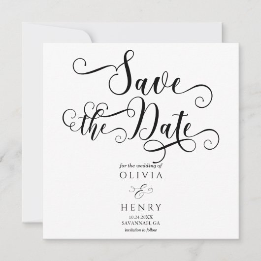 Elegant romantisch kalligrafie script save the date (Voorkant)