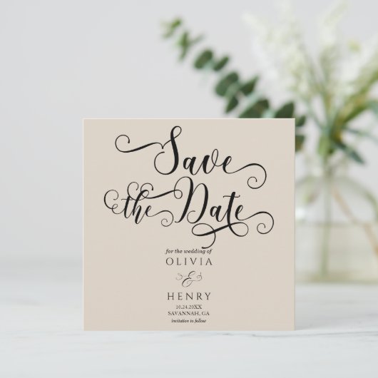 Elegant romantisch kalligrafie script save the date (Staand voorkant)