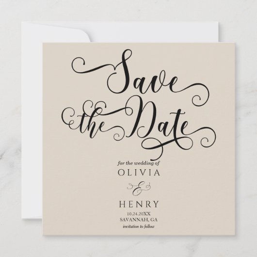 Elegant romantisch kalligrafie script save the date (Voorkant)