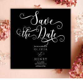 Elegant Romantisch Kalligrafie Script Zwart Gotisc Save The Date