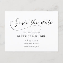 Elegant romantisch kalligrafie Sla de datum op Briefkaart