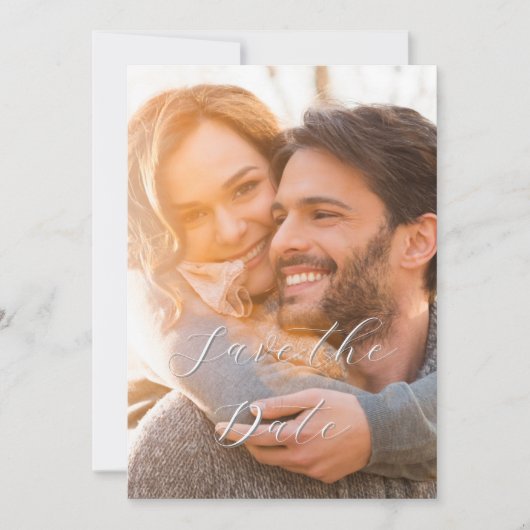 Elegant Romantisch Kleurenscript 1 Fotobruiloft Save The Date (Voorkant)