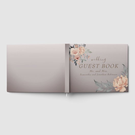 Elegant Romantisch Koraal Goud Script Bloemen brui Gastenboek (Volledig)