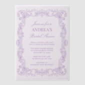 Elegant  romantisch lavendel Vrijgezellenfeest Vellum Uitnodigingen (Voorkant)