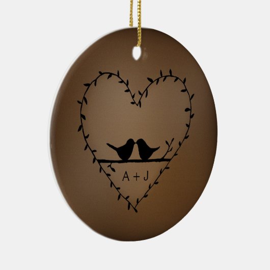 Elegant Romantisch Lovebird Paar Custom Christmas Keramisch Ornament (Rechts)