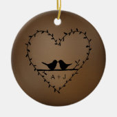 Elegant Romantisch Lovebird Paar Custom Christmas Keramisch Ornament (Voorkant)