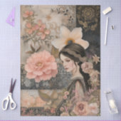 Elegant Romantisch Meisje Bloemen Abstracte Kunst  Tissuepapier (Craft)