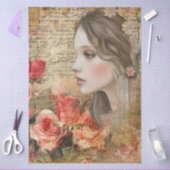 Elegant Romantisch Meisje Bloemen Abstracte Kunst Tissuepapier (Craft)