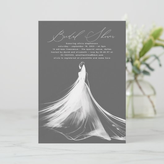 Elegant romantisch minimalistisch grijs Vrijgezell Kaart (Staand voorkant)