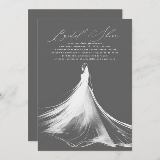 Elegant romantisch minimalistisch grijs Vrijgezell Kaart (Voorkant / Achterkant)