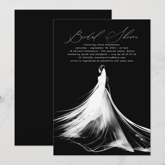 Elegant romantisch minimalistisch zwart Vrijgezell Kaart (Voorkant / Achterkant)