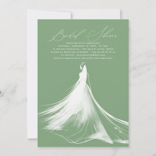 Elegant Romantisch Modern Sage Groen Vrijgezellenf Kaart (Voorkant)