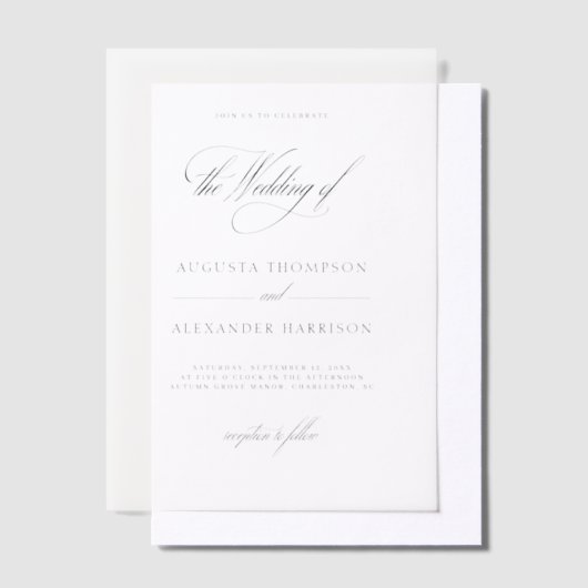 Elegant romantisch monogram classy bruiloft vellum uitnodigingen (Offset)