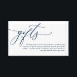 Elegant Romantisch, Navy Blue, Een notitie over ge Informatiekaartje<br><div class="desc">Dit is de moderne kalligrafie Elegant Romantisch,  Navy Blue Script,  Een notitie over Huwelijkscadeaus Enclosure Kaart. U kunt de kleuren van het lettertype wijzigen en uw huwelijksdetails toevoegen in het bijpassende lettertype / belettering. #TeeshaDerrick</div>