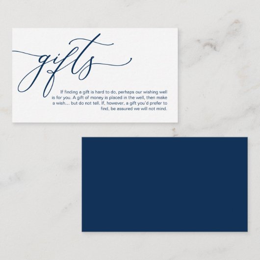 Elegant Romantisch, Navy Blue, Een notitie over ge Informatiekaartje (Voorkant / Achterkant)